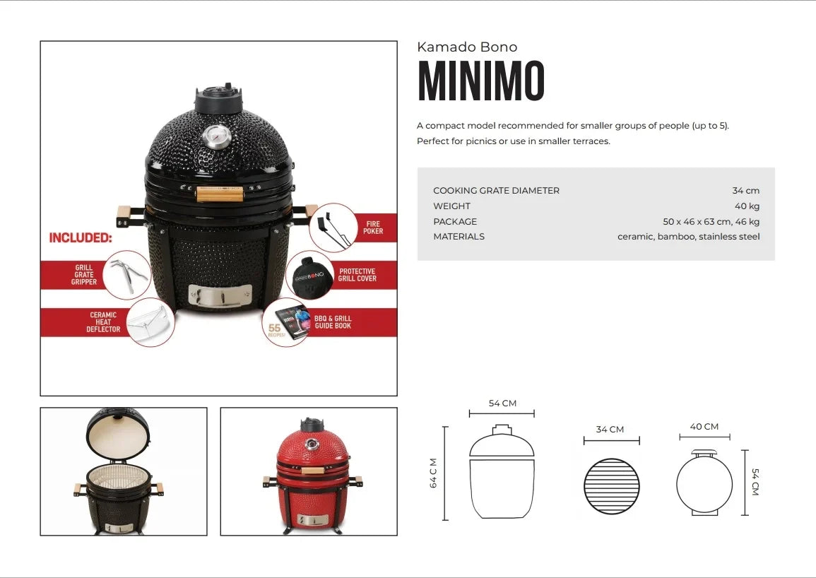Kamado Bono, Minimo, Ceramic Grill 15″